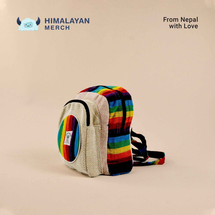 Mini Hemp Backpack- 'Rainbow'