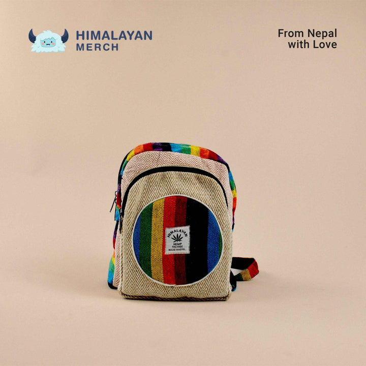 Mini Hemp Backpack- 'Rainbow'