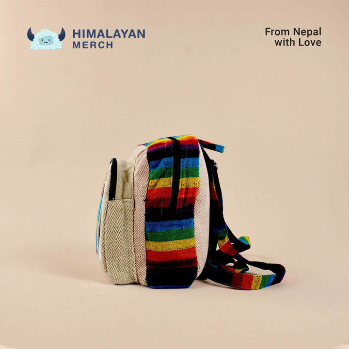 Mini Hemp Backpack- 'Rainbow'