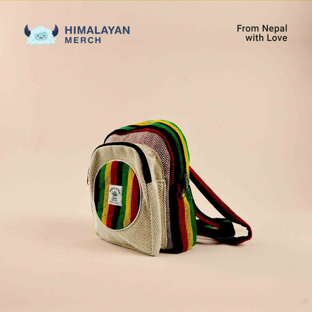 Mini Hemp Backpack- 'Rainbow'